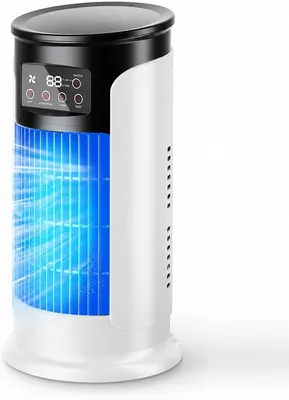 Mobile Luftbefeuchter, 4-in-1 Mini Klimaanlage mit Kühlnebel, 6 Geschwindigkeitsstufen, 7 Farben Nachtlicht, Tragbare Klimaanlage