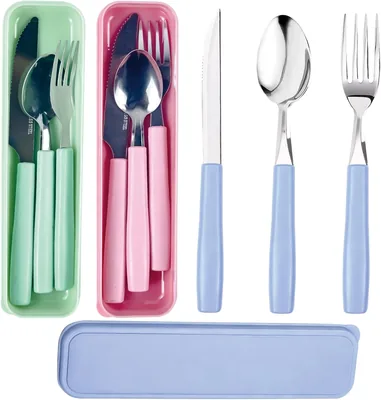 3 Pack Travel Cutlery Set - Reusable Stainless Steel Utensils with Case Best Deal