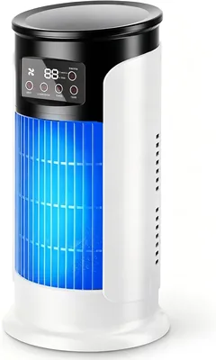 Mini Klimaanlage Leise 4-in-1, Mobil mit 9 Geschwindigkeiten und Timer, 7 Farben Licht