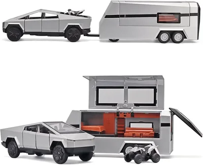 MODVKVK Tesla Truck Model 1:24 with Motorcycle & Charging Station Best Deal