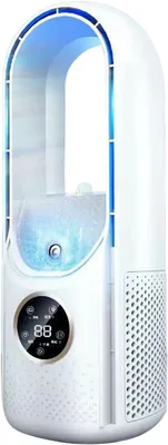 Eznaobo Turmventilator mit Luftreiniger, rotationsloser Ventilator mit Licht, 6 Geschwindigkeiten, Touch, Timer, Sprühwirkung, für Schlafzimmer