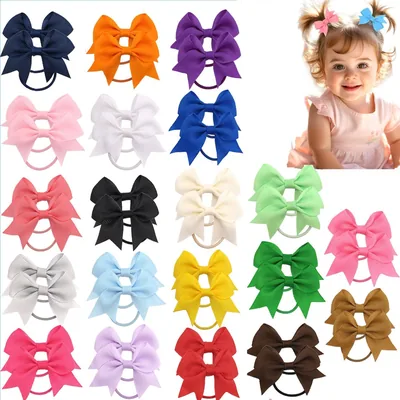 YOOJ® 40 PCS Baby Bow Hair Ties - Soft Elastic Mini Bands for Kids