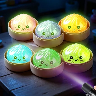 YOUYIKE 6 Stk Dumpling Med Luminos Glitter Mochi Mini Ball, Anti Stress Toy Sensory Toy Reducera Stress Geschenker