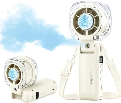 Portable Mist Fan, Handheld Turbo Cooling with 3000mAh Battery
