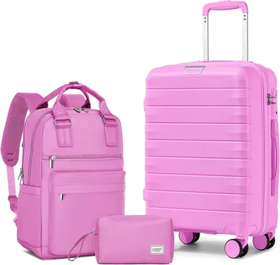LARVENDER Carry On Luggage Set - 20in Hardside Suitcase with TSA Lock