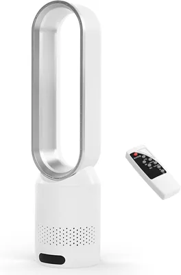 Eznaobo Rotorloser Ventilator mit Fernbedienung, 2-in-1 Turmventilator mit HEPA, 8 Geschwindigkeiten, Automatische 90° Schwingung, Timer, Bodenventilator - Best Deal