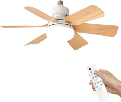 Ventilateur de Plafond 52cm avec Lumière E27, Plafonnier Silencieux 40W, LED 2400lm, 3 Vitesses - Économisez 9% 