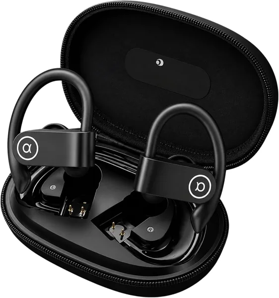 Fone de Ouvido Bluetooth 5.4 Esportivo Sem Fio TWS com Gancho Ergonômico, Bateria de 45h, À Prova D'água IPX5, Microfone Embutido, Ideal para Academia e Treino, iPhone e Android