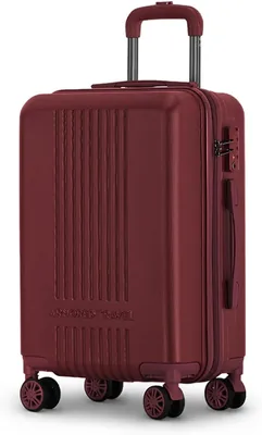 Maleta de Viaje Carry On 20" Rigida con Refuerzo Doble y Candado TSA - Luggage Armored Travel (CarryOn - Merlot)