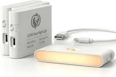 LEONIX Motion Sensor Light 4 Pack - Anti-Glare Night Light, Wireless Recharge