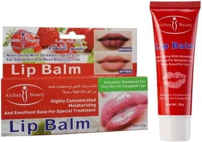 MEGA So - Lip Balm with Strawberry Extracts, Intensive Moisturising Treatment for Dry or Chapped Lip