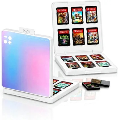 BJBT Game Card Case for Nintendo Switch 2 Switch OLED - Hard PC Shell, 12 Slot Storage, Scratch-Proof Silicone Interior