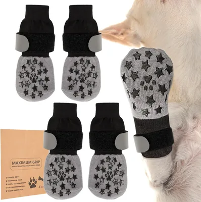 Calcetines VINATO Anti-Deslizamiento para Perros, Talla M - Pack de 4, Transpirables y Reversibles, con Banda Reflectante, Barrera contra el Asfalto Caliente