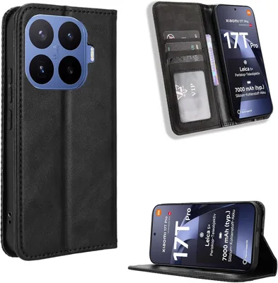 Fitudoos Etui na telefon Xiaomi 17T Pro, skórzane etui z klapką i przegródkami na karty - magnetyczne zamknięcie