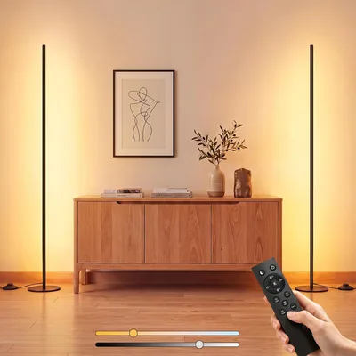 LED Stehlampe dimmbar - 150 cm LED-Stehleuchte mit Fernbedienung, 2700-6500K, Timing-Funktion