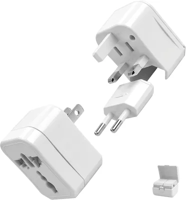 Adaptador Universal para Enchufe, Compatible con UE, Reino Unido, EE. UU., Canadá, Australia y 150+ Países (Blanco)