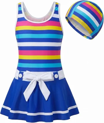 Girls 3-in-1 Swimsuit Set - Ruffle Bathing Suit, Age 2-10