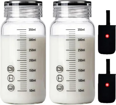 Sgqtqybk 2 Botellas de Vidrio para Almacenamiento de Leche Materna, Botella Leche Vidrio Borosilicato con Sello a Prueba de Fuga - Mejor Precio