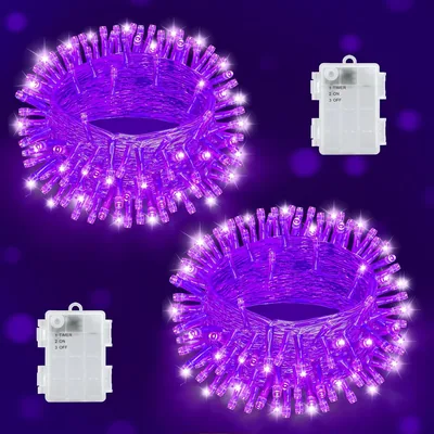 Joolivo Halloween Fairy Lights Outdoor Batterie, 10 m, 100 LEDs, Lila mit 6h Timer