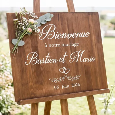 9 Feuilles de Lettres Nombres Autocollant Blanc pour Mariage - Écriture Cursive Française Mon