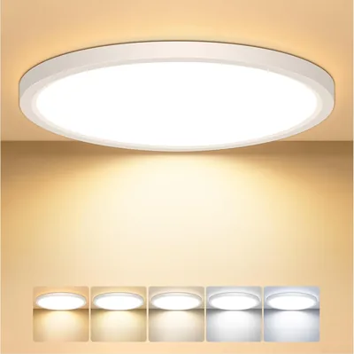 Mugust 18 cm LED Deckenleuchte Flach, 2700/3000/4000/5000/6500 K Deckenlampe, IP44 Wasserfest Badezimmerleuchte Decke, 15 W UL