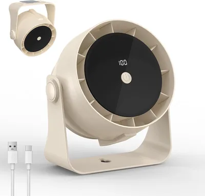 Tischventilator 2 in 1 USB-Ventilator Leiser Mini-Ventilator 6 Geschwindigkeiten Camping-Ventilator mit Akku 360° Einstellbar für Küche, Schlafzimmer - Best Deal