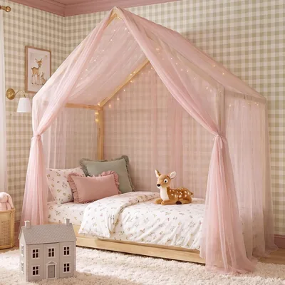 Toldo de cama NICETOWN para niños, color rosa claro, gasa suave y transparente - Mejor Oferta