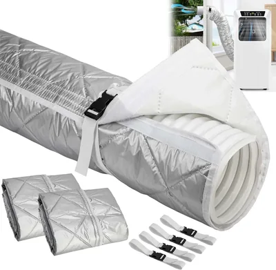 2 Stück 150x50cm Schlauchabdeckung für tragbare Klimaanlagen mit Isolierung und verstellbaren Enden - Best Deal
