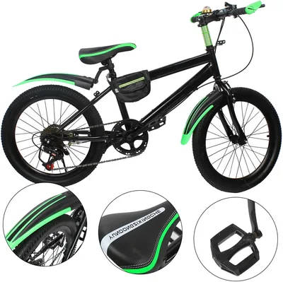 Bicicletta da montagna Yikmid per ragazzi e ragazze, 20 pollici, 7 velocità, con parafanghi, borraccia e campanello - Carico massimo 85 kg - Adatta a bambini di età compresa tra gli 8 e i 13 anni