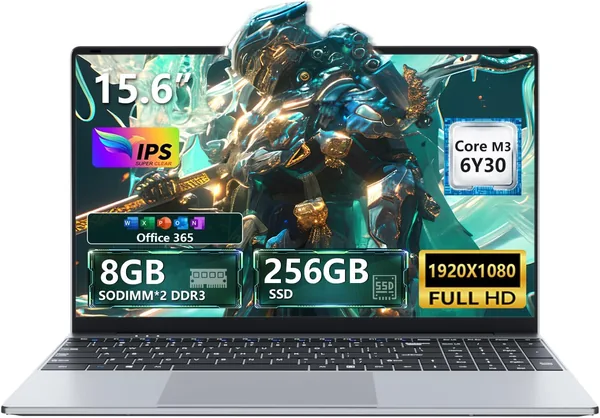 Txxren 15.6 Inch Laptop, Core M3-6Y30 Processor 8GB RAM 256GB SSD, Notebook with Win11 and Office 36