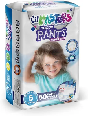 Lil Masters Nappy Pants - Soft & Absorbent, 360° Fit for Active Babies, XL (12-15kg)