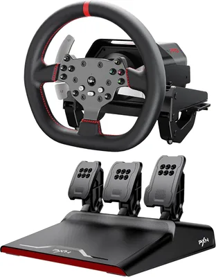 PXN V10 PRO Racing Wheel & Pedals - 3.2Nm Force Feedback, 10.6'' Display, 4 Paddle Shifters, Hall Effect Pedals - Best Deal