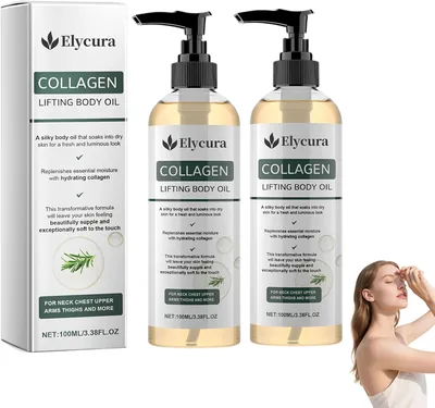 Huile Collagène - 100 ml, Huile de Lifting du Corps 2026, Ridures & Cicatrices d'Étirement, 3.38 Oz Liquide (2 bouteilles)