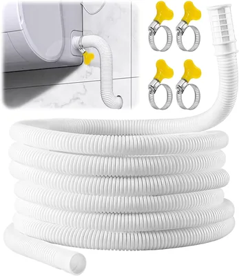 VEEKAY Kondensator-Schlauch für Klimaanlage, 16 mm Durchmesser, 5 m UV-beständiger PVC-Abflussschlauch mit 4 Schlauchklemmen, Flexibler Kondensatablauf