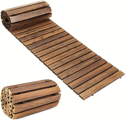 Ruspela 8FT Wooden Pathway Roll Out Walkway 11% Off