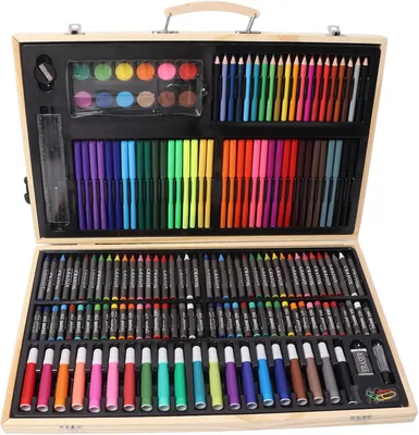 Kids Drawing Kit Wooden Art Set - Multi Purpose Supplies