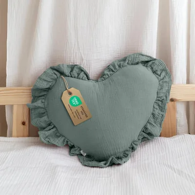 Dekoratives Kissen für Kinderzimmer [Kuscheliges Kissen in Herz- und Sternform] - 100% Muslin Baumwolle
