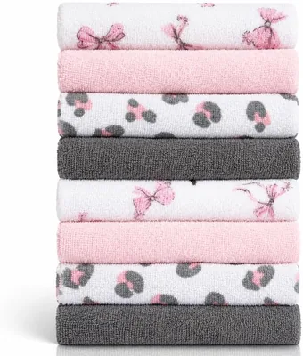 Multi-Colour Wash Cloths 8-Pack - Knit Terry, 80% Cotton, Best Deal