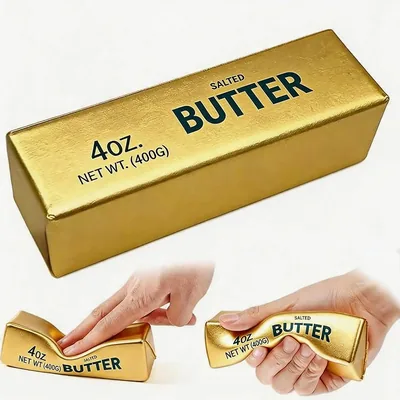 Gold Butter Squishy Toy 9in - Soft Squeeze Stress Ball