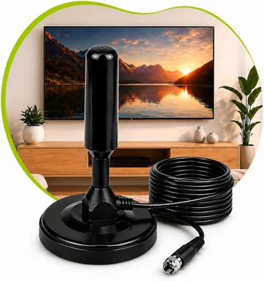 Antena Digital 4K Smart TV Full HD Amplificada Interna e Externa Cabo de 5 Metros com Base Imã - Mtones