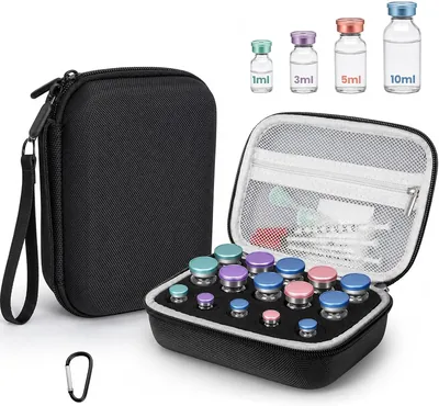 Peptidbok 15 delar för 1.0-10ml flasor, Flasbok Black | EVA hård skjort, 15 delar, foam mesh delar
