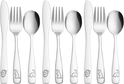 AUAUY 9-delar Stainlessställs Mat, Djurte Design | Cute portabelt porselin korgmedel med 3 förs
