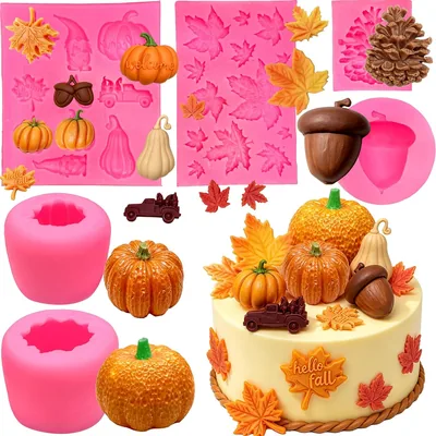 Pumpkin Fondant Molds - 6 Pcs Silicone Fall Mold