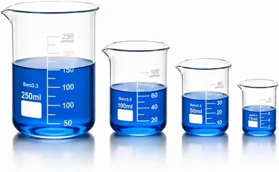 Glass Beaker Set 4 Pack 10ml-250ml Borosilicate - Best Deal