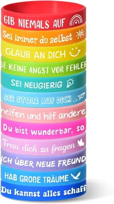 24 Stück Motivationsarmbänder Kinder, 18cm Inspirierende Silikon Armbänder | Mutmacher Geschenk Mitgebsel Kindergeburtstag