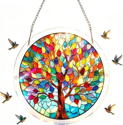 18.8CM Acrylic Hummingbird Flower Sun Catcher