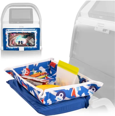 TERRIFI Reusable Kids Tray Table Cover - Airplane Design with Snack & Toy Pockets