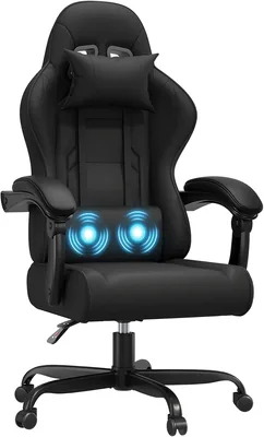Chaise de jeu JUMMICO avec massage lombaire, chaise de bureau ergonomique avec dos réclinable, chaise de jeu douce et durable - 50% de réduction