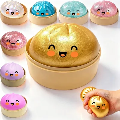 Dumpling Squishy Gold Glitzerfreier Stressball Sensory-Spielzeug für Händeentspannung
