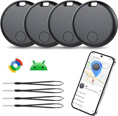 Étiquette Smart Android, Localisateur GPS 4 Pack avec Application Google Localiser (Android uniquement), Batterie Remplaçable